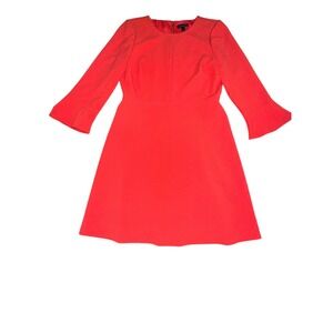 J. Crew‎ Womens Shift Dress Size 10 Coral Bell Sleeve Career Knee Length